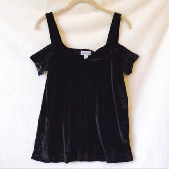 New York & Company Off Shoulder Laced Black Top - Picture 6 of 7